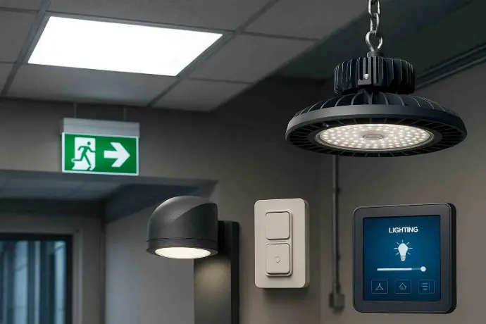 Verschiedene professionelle LED-Beleuchtungssysteme mit Notbeleuchtung, Außenleuchte, Industrie-Highbay und Lichtsteuerung in Hall in Tirol