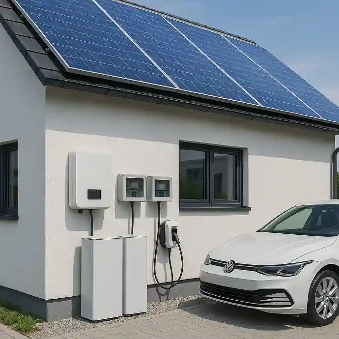 PV-System mit Speicher, Steuerung und E-Ladetechnik von Elektrotechnik Hall.