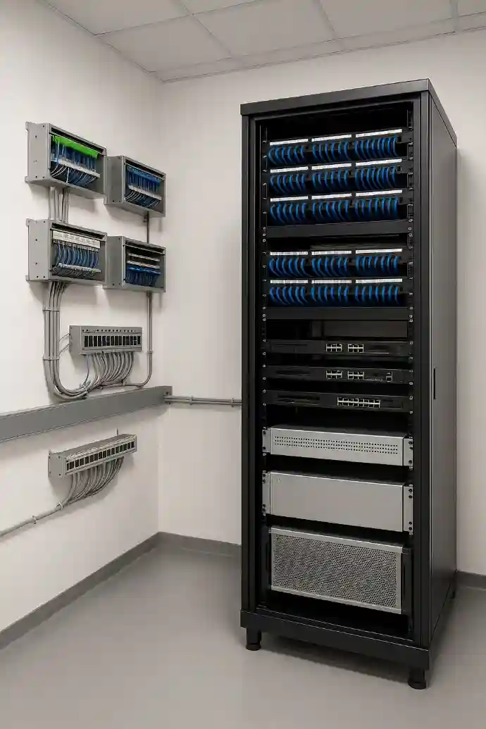 Professionelle Netzwerk- und Verkabelungstechnik für Unternehmen – geplant und umgesetzt von Elektrotechnik Hall.