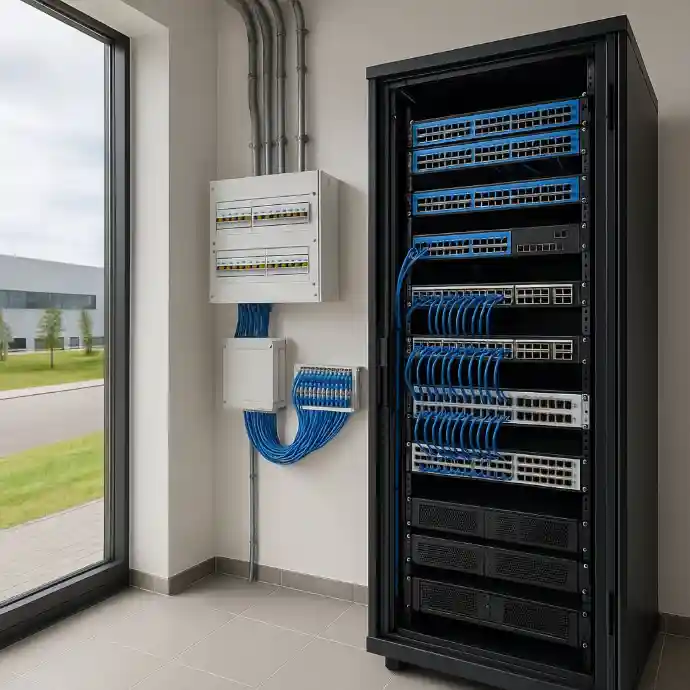 Netzwerk- und IT-Infrastruktur für Büro, Industrie, öffentliche Gebäude und Wohnanlagen von Elektrotechnik Hall.